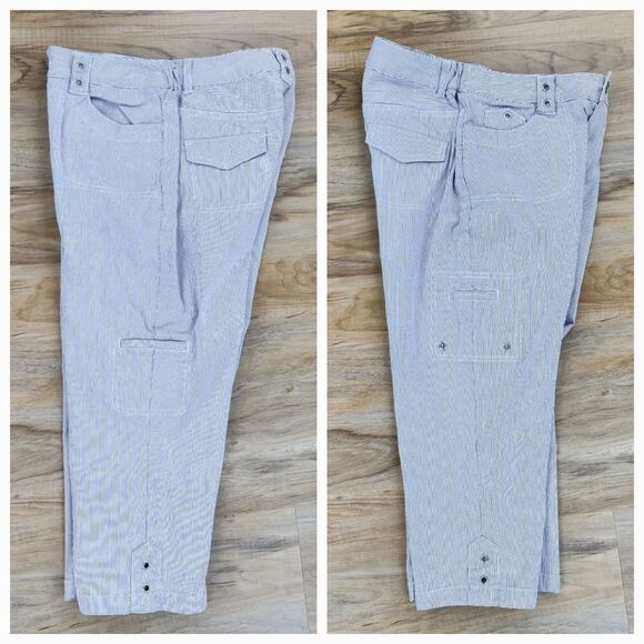 🔹️Christopher & Banks Gray Striped Seersucker Cropped Pants Size 6/28 - Picture 4 of 11